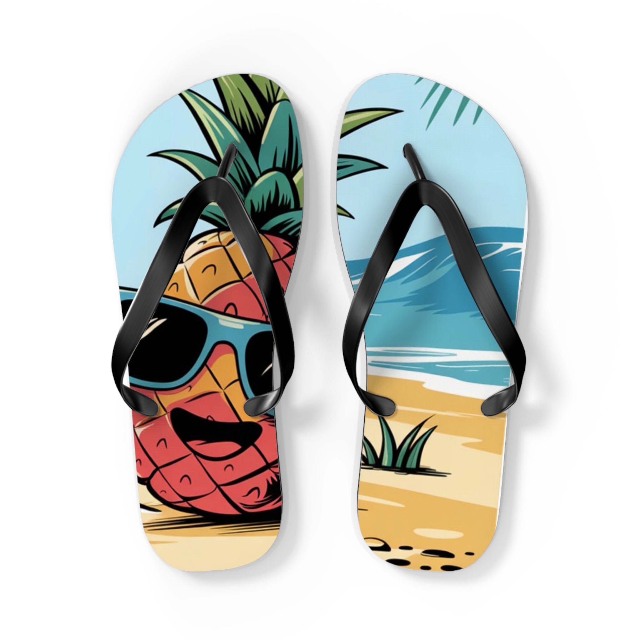 Pineapple Summer Flip Flops | Fun Beach Sandals for Vacation, Pool Days, Summertime, Tropical Getaway